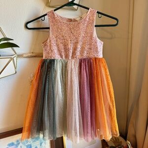Sparkly rainbow tulle dress 4T